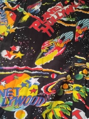 Men's Black Neon Space AOP Vintage XL Authentic Planet Hollywood Promo Shirt